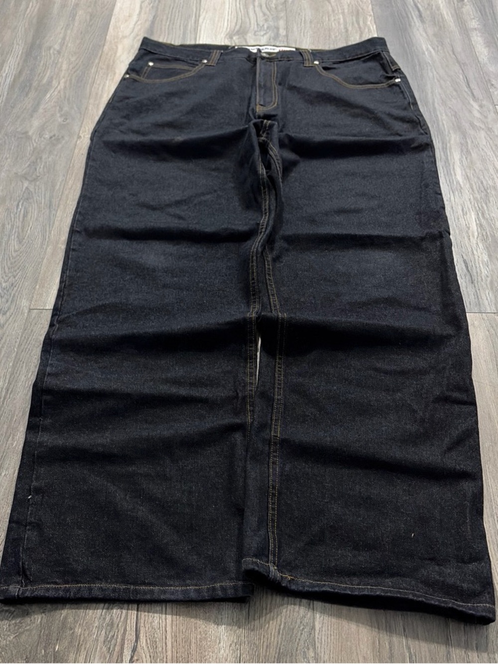 Vintage Anchor Blue Easy Fit Baggy Wide Leg Jeans 38 x 32